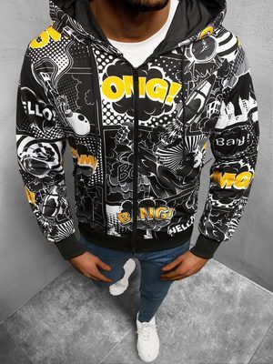 černá pánská mikina s potiskem komiksu