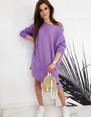 fialové oversize pletené šaty