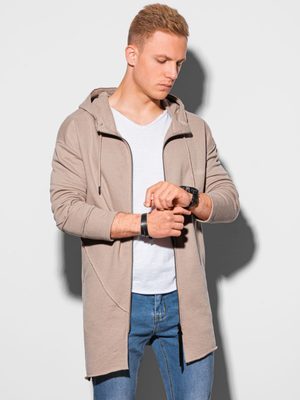 béžová pánská prodloužená mikina na zip