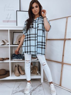 světle modrá dámská kostkovaná oversize košile