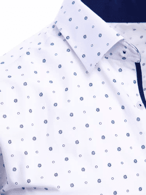 bílá pánská košile s modrým decentním květinovým vzorem