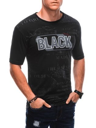 Jedinečné černé tričko s nápisem BLACK S1903