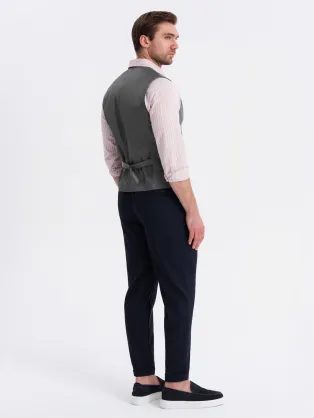 Trendy šedá elegantní vesta V3 BLZV-0112
