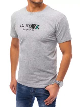 Světle šedé bavlněné tričko s potiskem Louder