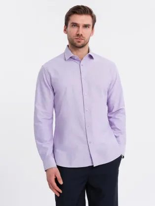 Trendy pánská levandulová košile s dlouhým rukávem V2 SHOS-0183