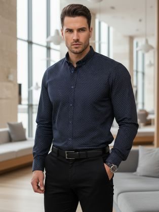 Granátová pánská košile slim fit se vzorem