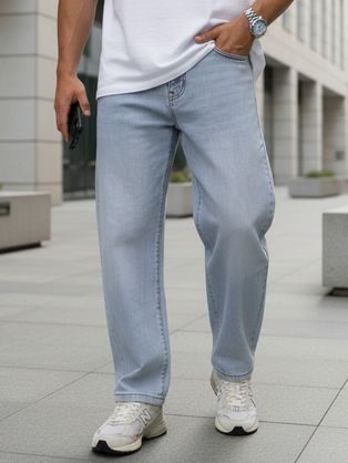 Originální široké světle modré džíny