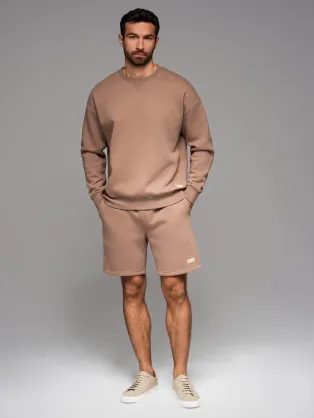Unisex hnědá tepláková souprava (mikina + šortky) V16 Z108