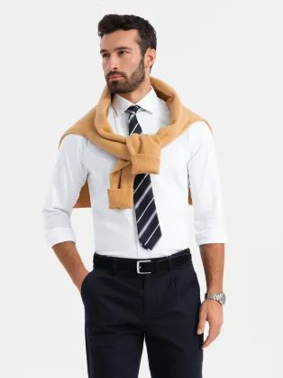 Módní bílá hladká slim-fit košile V1 SHCS-0176