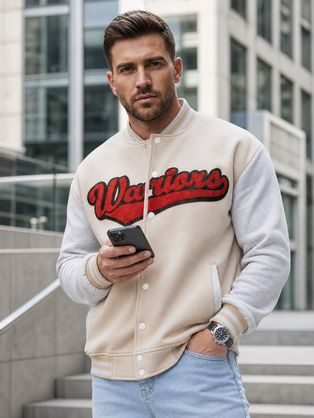 Originální baseball mikina v ecru barvě