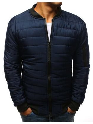 Pánská prošívaná bunda bomber v tmavě modré barvě