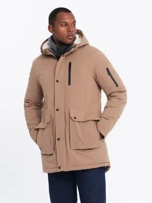Trendy béžová pánská parka na zimu V1 JALJ-0181