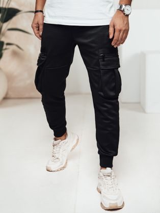 Trendy černé kapsáčové jogger kalhoty