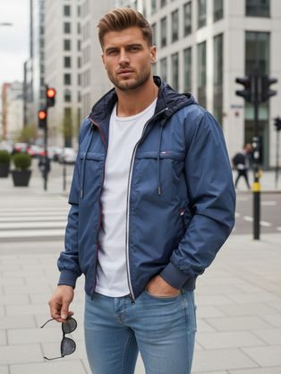 Oboustranná lehká modrá bunda