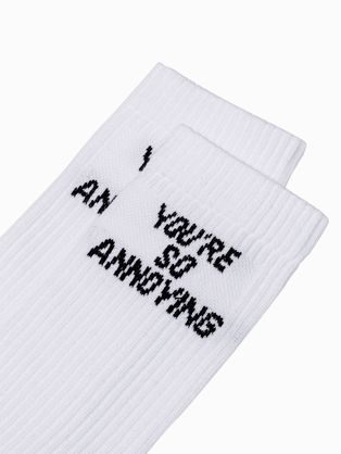 Bílé pánské ponožky s nápisem U152