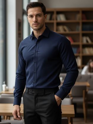 Jednobarevná pánská košile tmavě modrá