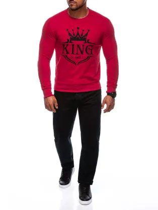 Moderní červená mikina s trendy nápisem B1680