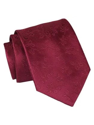 Bordó pánská kravata s květinovým vzorem