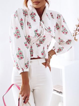 Jedinečná dámská bílá košile laděná do růžova Ormian
