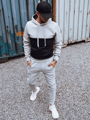 Pohodlná šedo-černá tepláková souprava