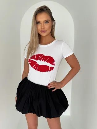 Trendy bílé dámské tričko s potiskem SLR098