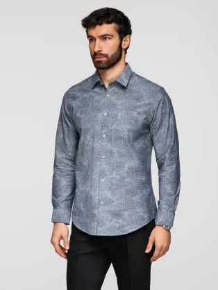 Šedá pánská košile s květinovým vzorem V3 K701