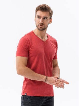 Jednoduché červené melírované tričko S1369