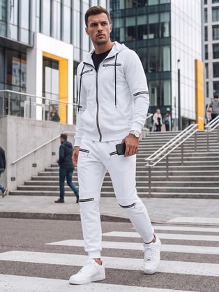 Originální bílá tepláková souprava s ozdobnými zipy