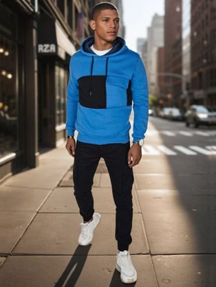 Trendy černá mikina s kapucí B1688