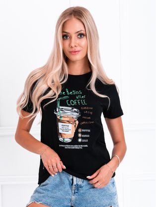 Neobyčejné dámské triko Coffee v černé barvě SLR043