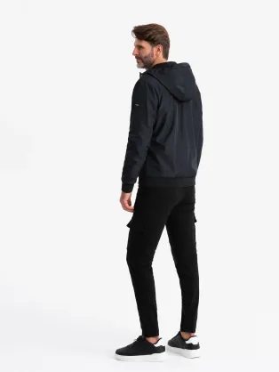 Pohodlná hnědo-modrá přechodná sportovní bunda V1 JANP-0194