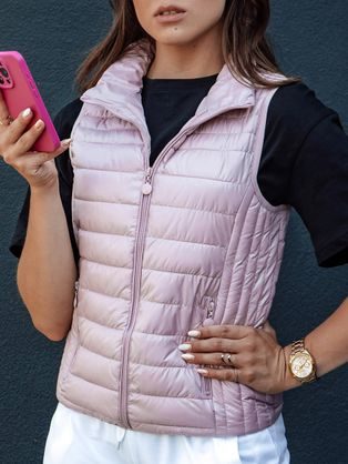 Dámská růžová prošívaná módní vesta Stylishz