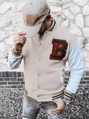 Originální mikina v barvě ecru v baseballovém stylu