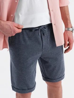 Stylové tmavě modré kraťasy strukturované V1 SRCS-0177