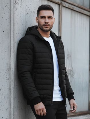 Atraktivní prošívaná pánská bunda v černé barvě