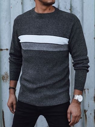 Moderní tmavě šedý pánský svetr