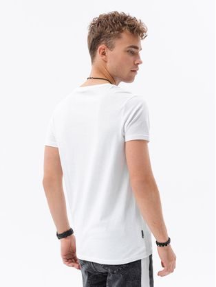 Bavlněné klasické hnědé tričko s krátkým rukávem V13 TSBS-0146