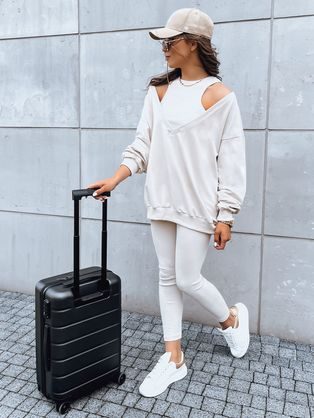 Světlobéžový set kalhot a crop topu Astral Allure