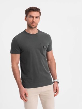 Trendy tričko s ozdobnou kapsou grafitové V11 TSCT-0109