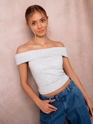 Dámský poutavý šedý crop top SLR085