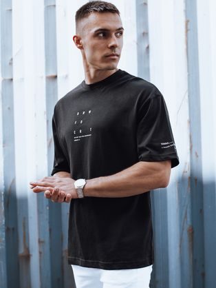 Módní černé tričko s popisem