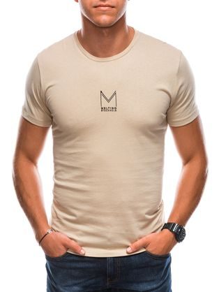 Béžové trendy tričko z bavlny S1724