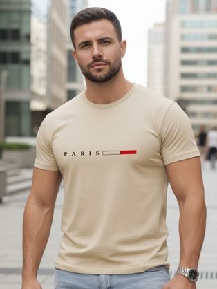Pánské béžové tričko s nápisem „Paris“