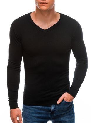 Pánský svetr s V-výstřihem v černé barvě E206