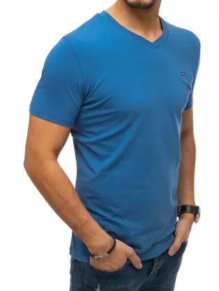Stylové tričko v modré barvě s výstřihem do V