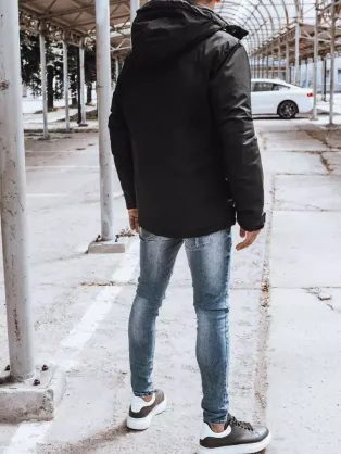 Stylová černá prodloužená bunda na zimu