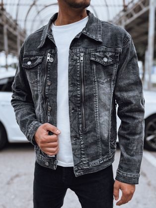 Stylová černá džínová bunda s ozdobnými prvky