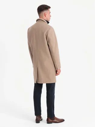 Trendy grafitový pánský kabát se zajímavým střihem V1 COWC-0115