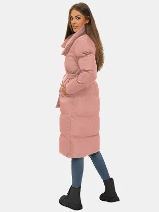 Neobyčejný dámský zimní kabát v pudrové barvě JS/M737/46