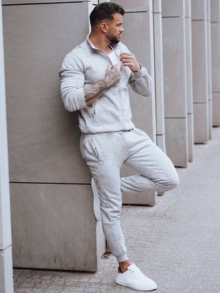 Jednoduchá pánská tepláková souprava šedá